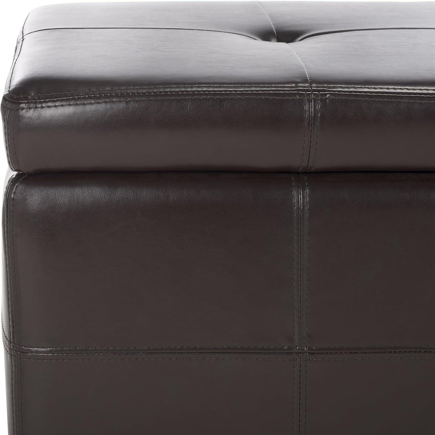 image:imageSafavieh Hudson Collection NoHo Tufted Brown Leather Large Storage BenchBrown