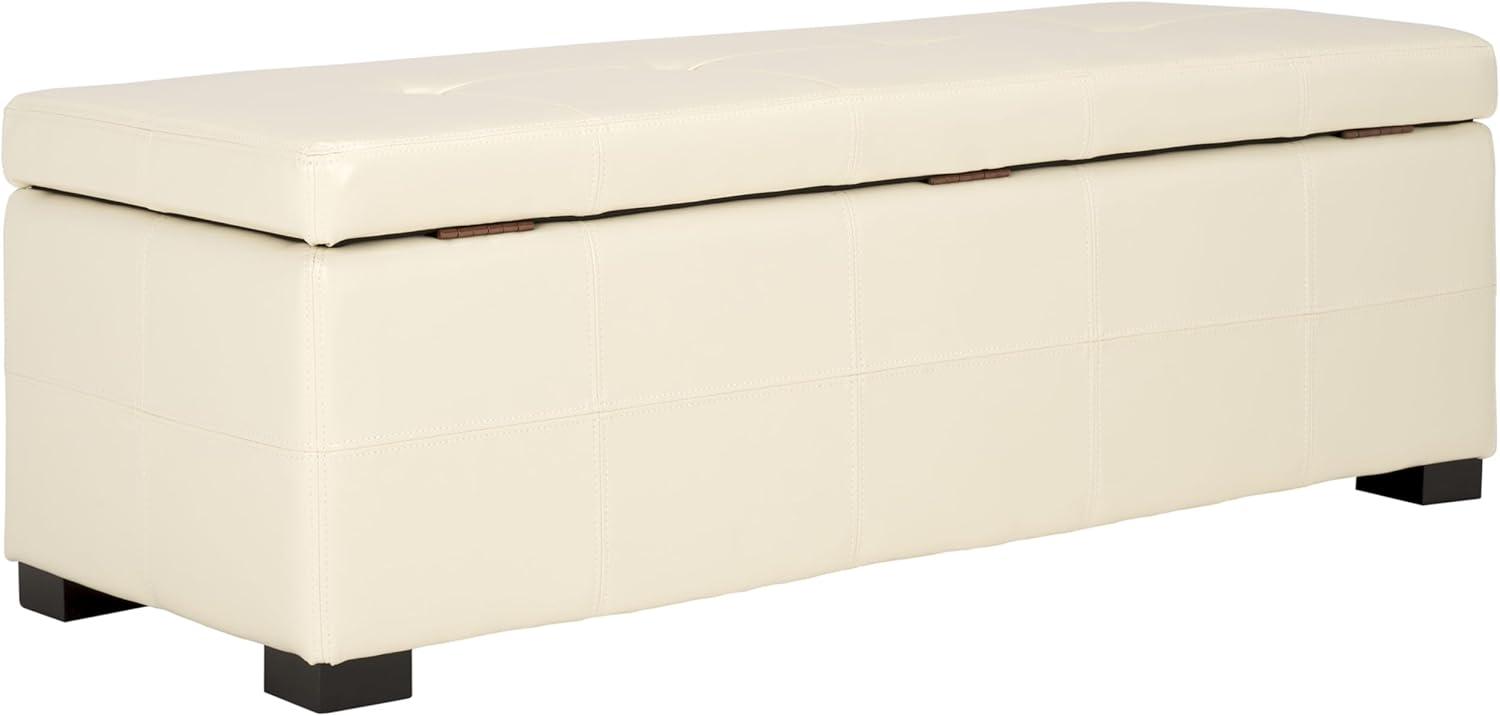 image:imageSafavieh Hudson Collection NoHo Tufted Brown Leather Large Storage BenchFlat Cream