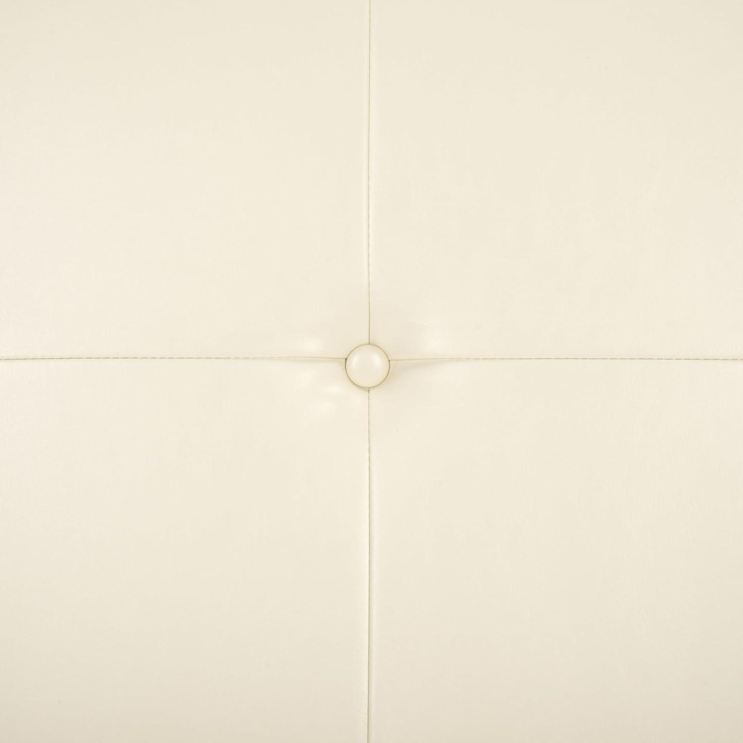 image:imageSafavieh Hudson Collection NoHo Tufted Brown Leather Large Storage BenchFlat Cream