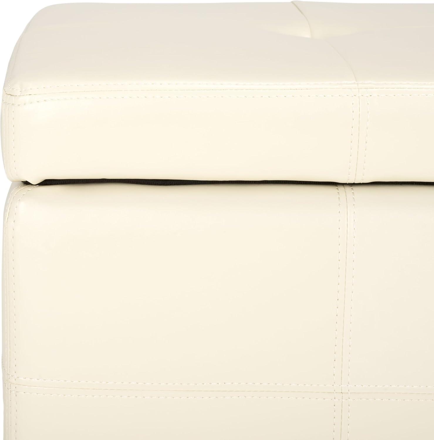 image:imageSafavieh Hudson Collection NoHo Tufted Brown Leather Large Storage BenchFlat Cream
