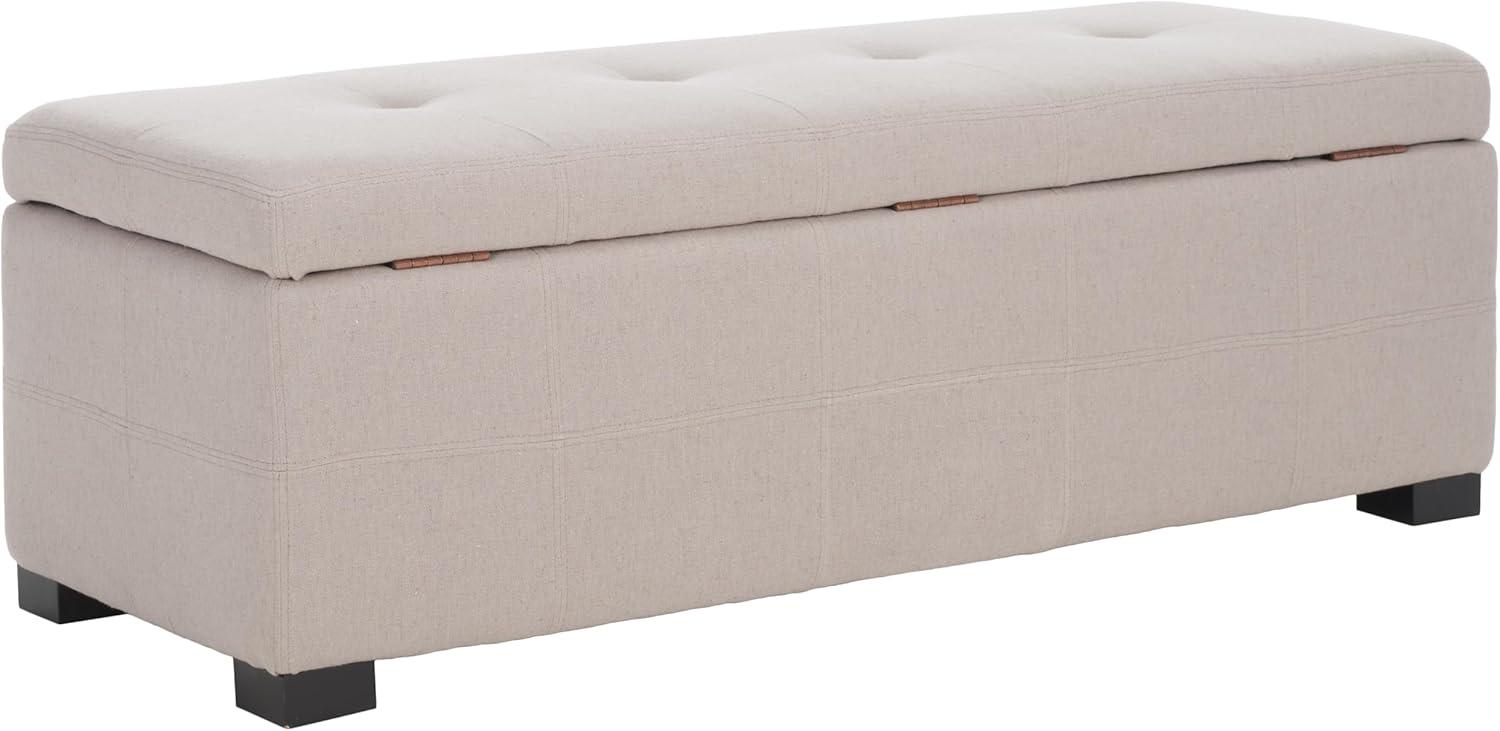 image:imageSafavieh Hudson Collection NoHo Tufted Brown Leather Large Storage BenchTaupe