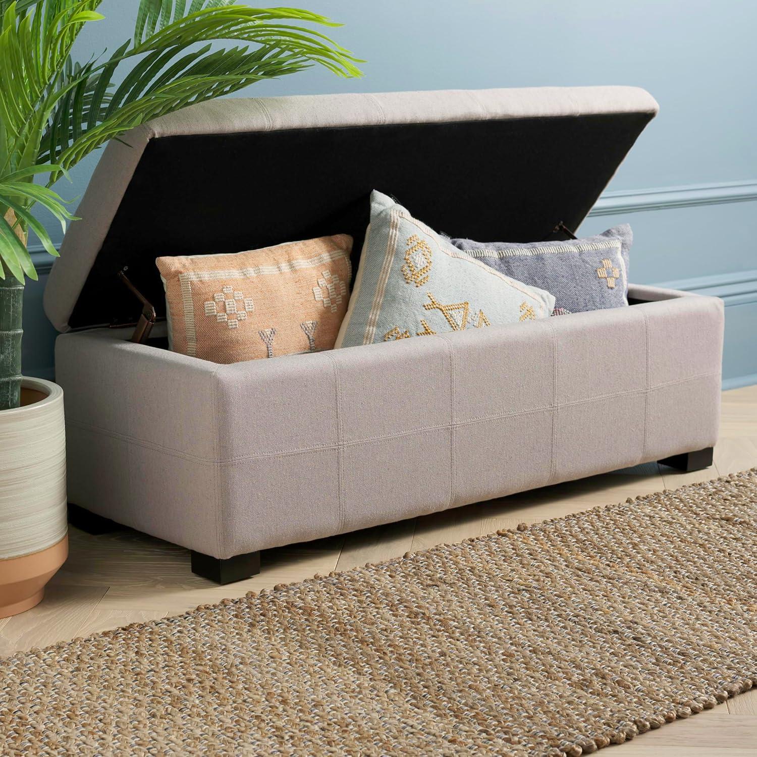 image:imageSafavieh Hudson Collection NoHo Tufted Brown Leather Large Storage BenchTaupe