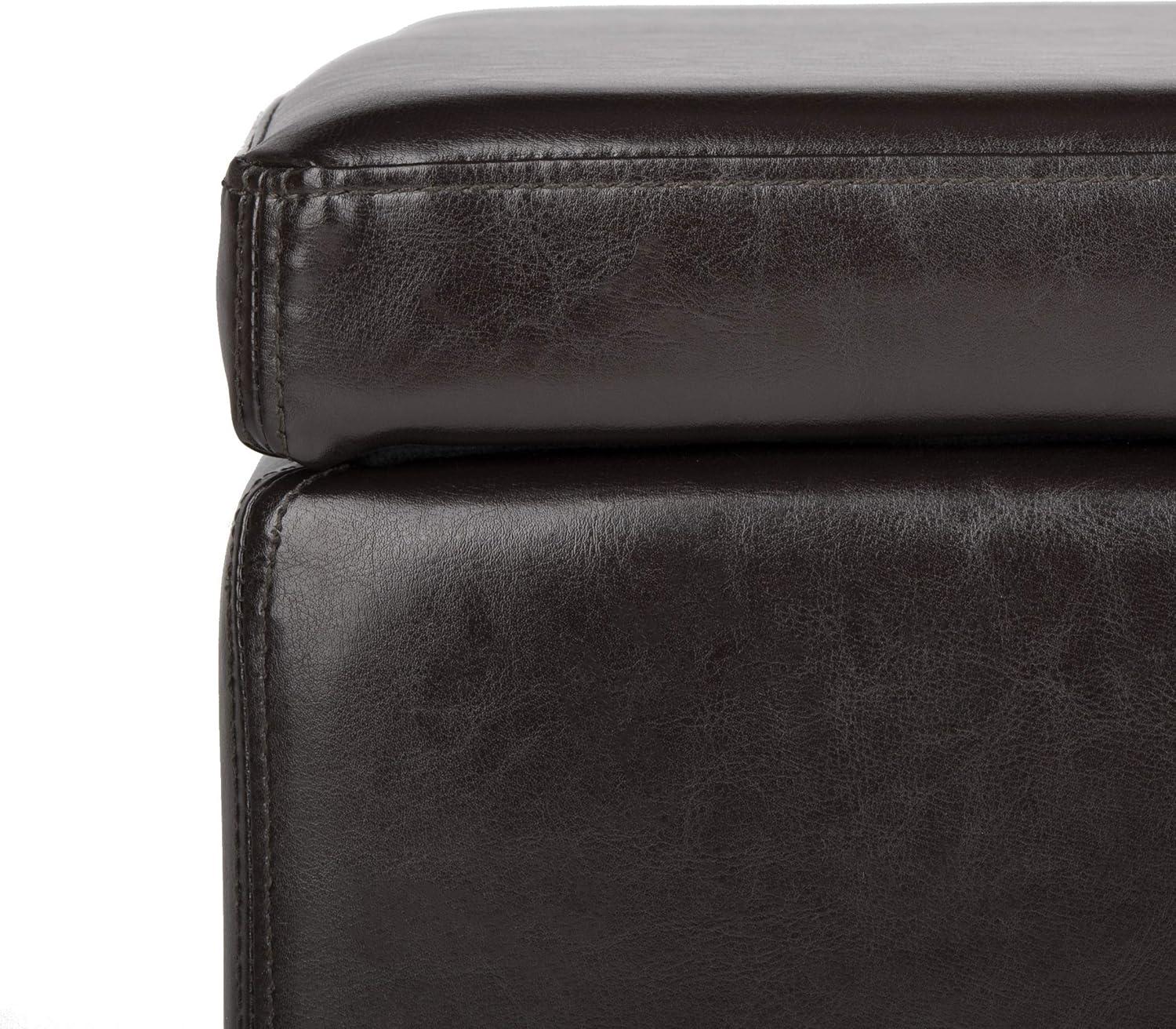 image:imageSafavieh Hudson Collection Ryder Leather Square Flip Top OttomanBrown