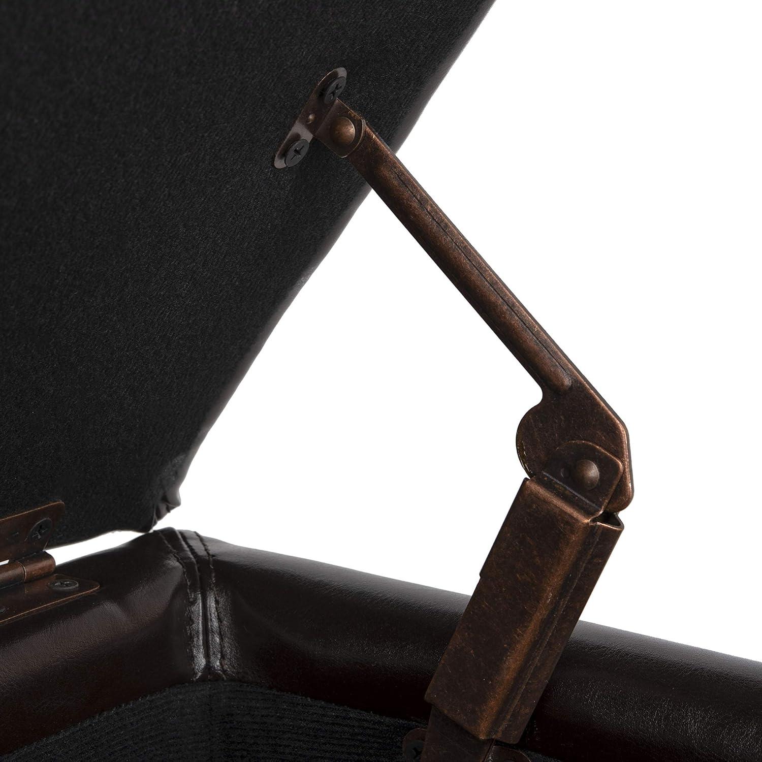 image:imageSafavieh Hudson Collection Ryder Leather Square Flip Top OttomanBrown