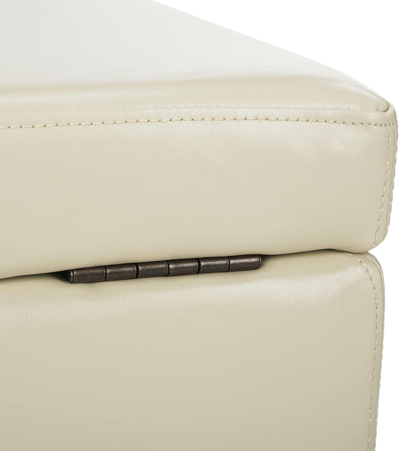 image:imageSafavieh Hudson Collection Ryder Leather Square Flip Top OttomanFlat Cream