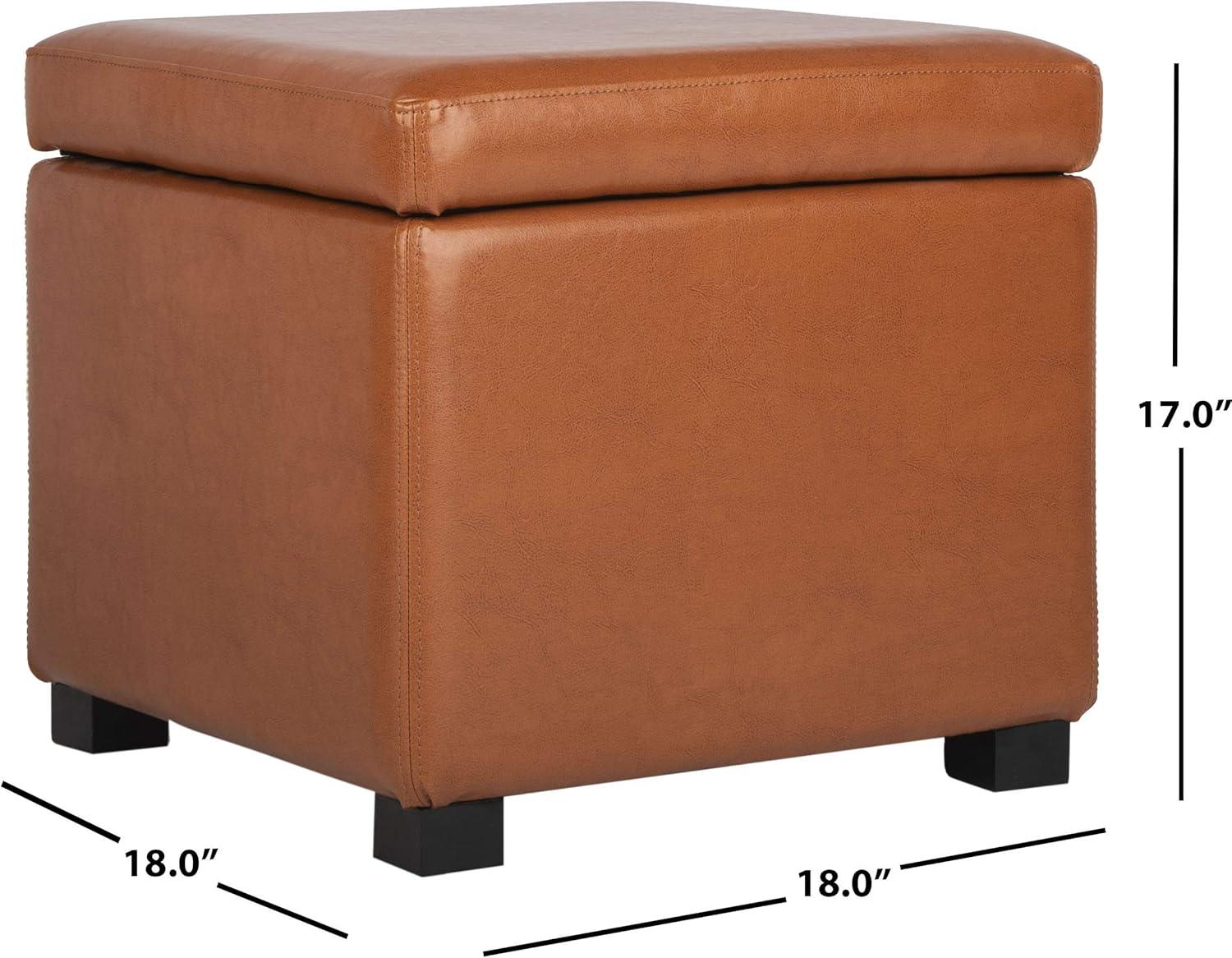 image:imageSafavieh Hudson Collection Ryder Leather Square Flip Top OttomanSaddle