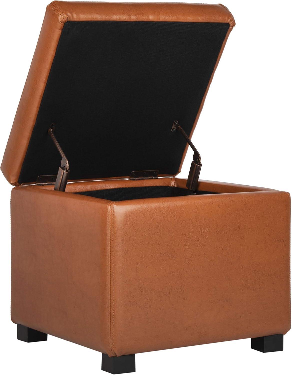image:imageSafavieh Hudson Collection Ryder Leather Square Flip Top OttomanSaddle