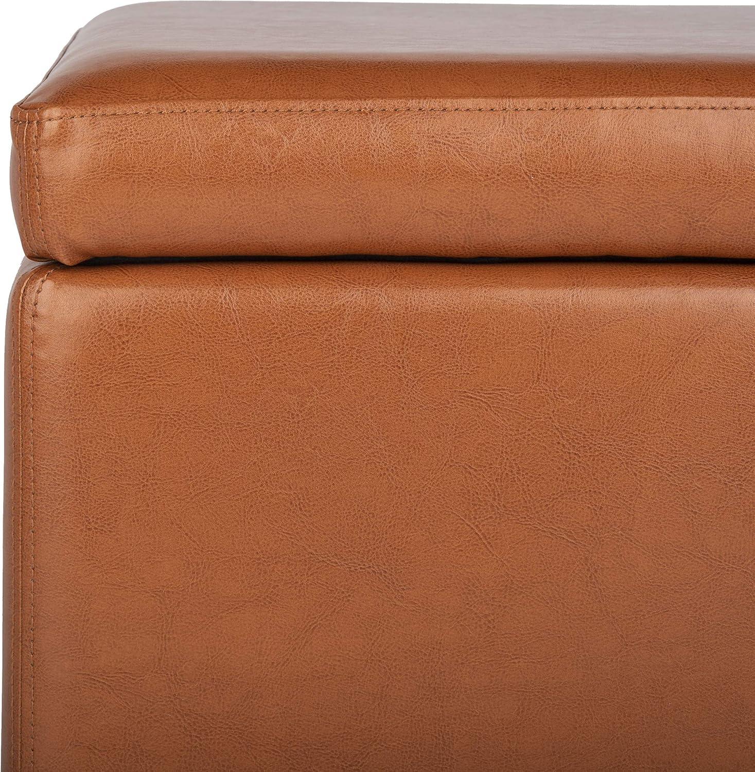 image:imageSafavieh Hudson Collection Ryder Leather Square Flip Top OttomanSaddle