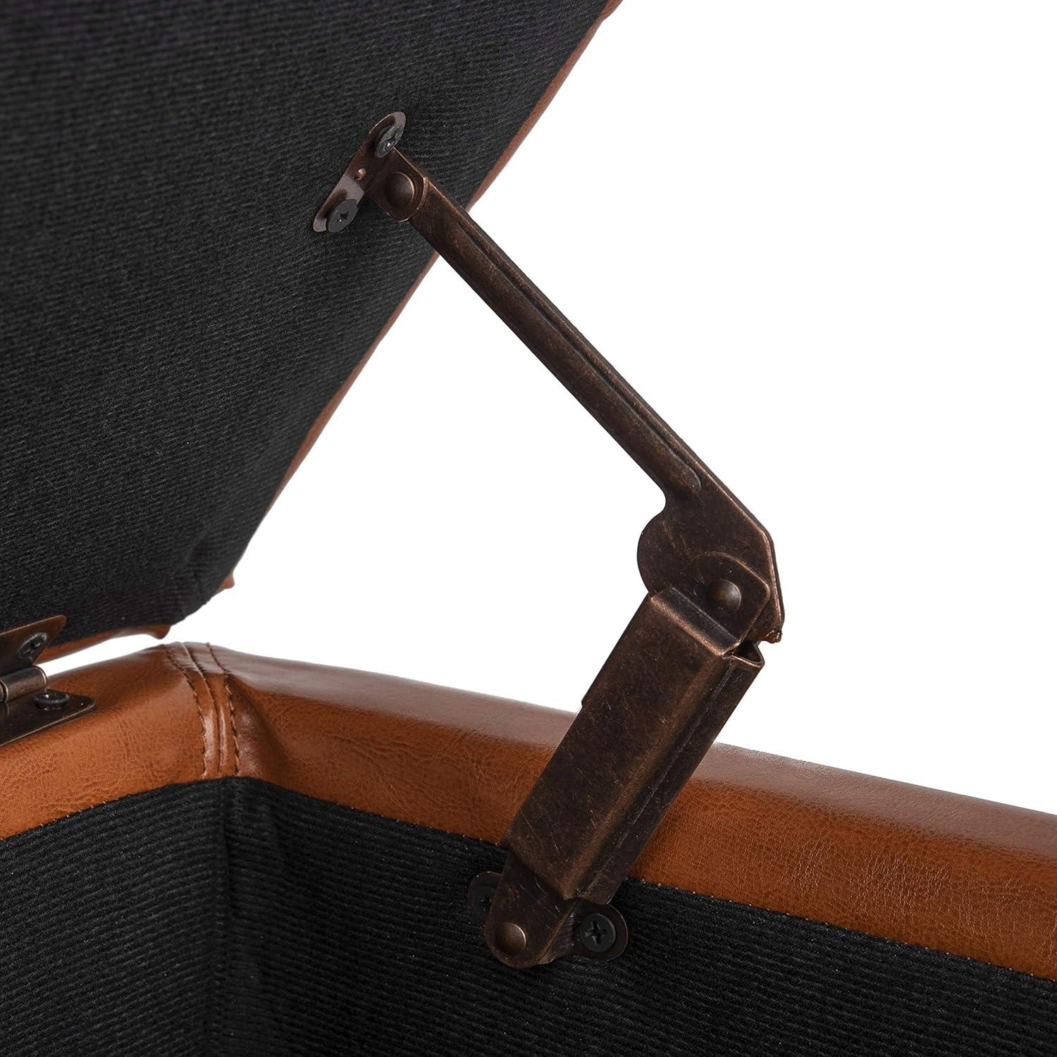image:imageSafavieh Hudson Collection Ryder Leather Square Flip Top OttomanSaddle