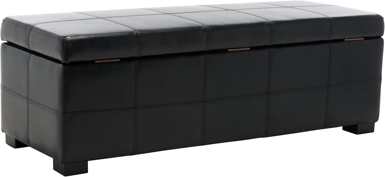 image:imageSafavieh Hudson Collection Williamsburg Brown Leather Large Storage BenchBlack