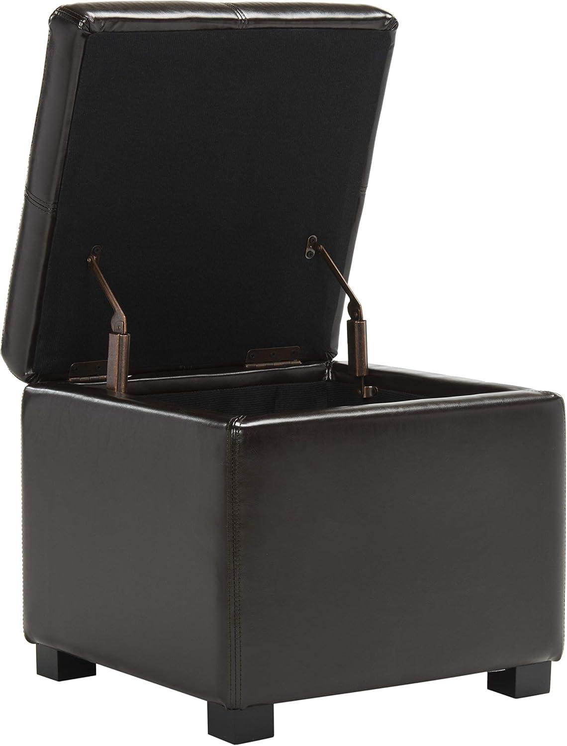 image:imageSafavieh Hudson Collection Williamsburg Brown Leather Square Storage OttomanBrown