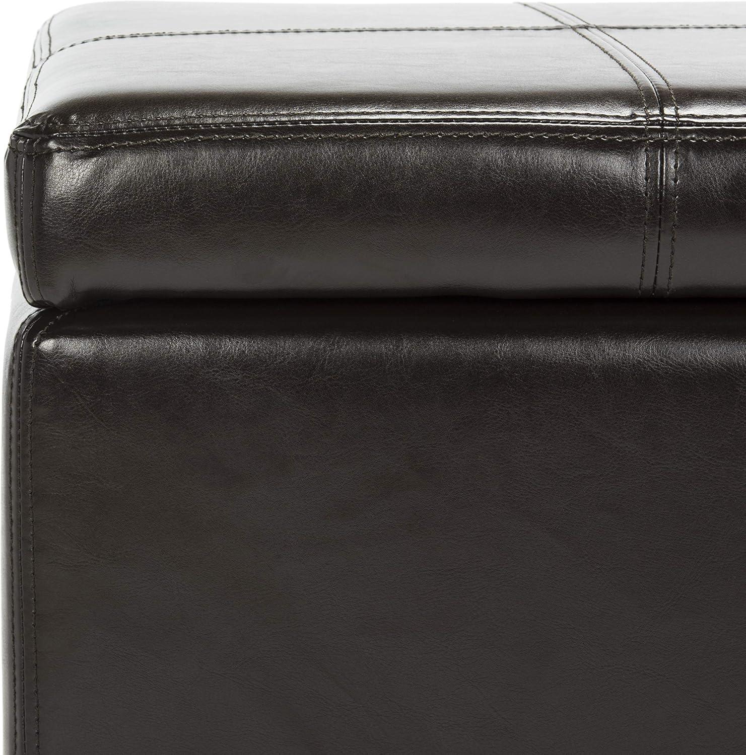 image:imageSafavieh Hudson Collection Williamsburg Brown Leather Square Storage OttomanBrown