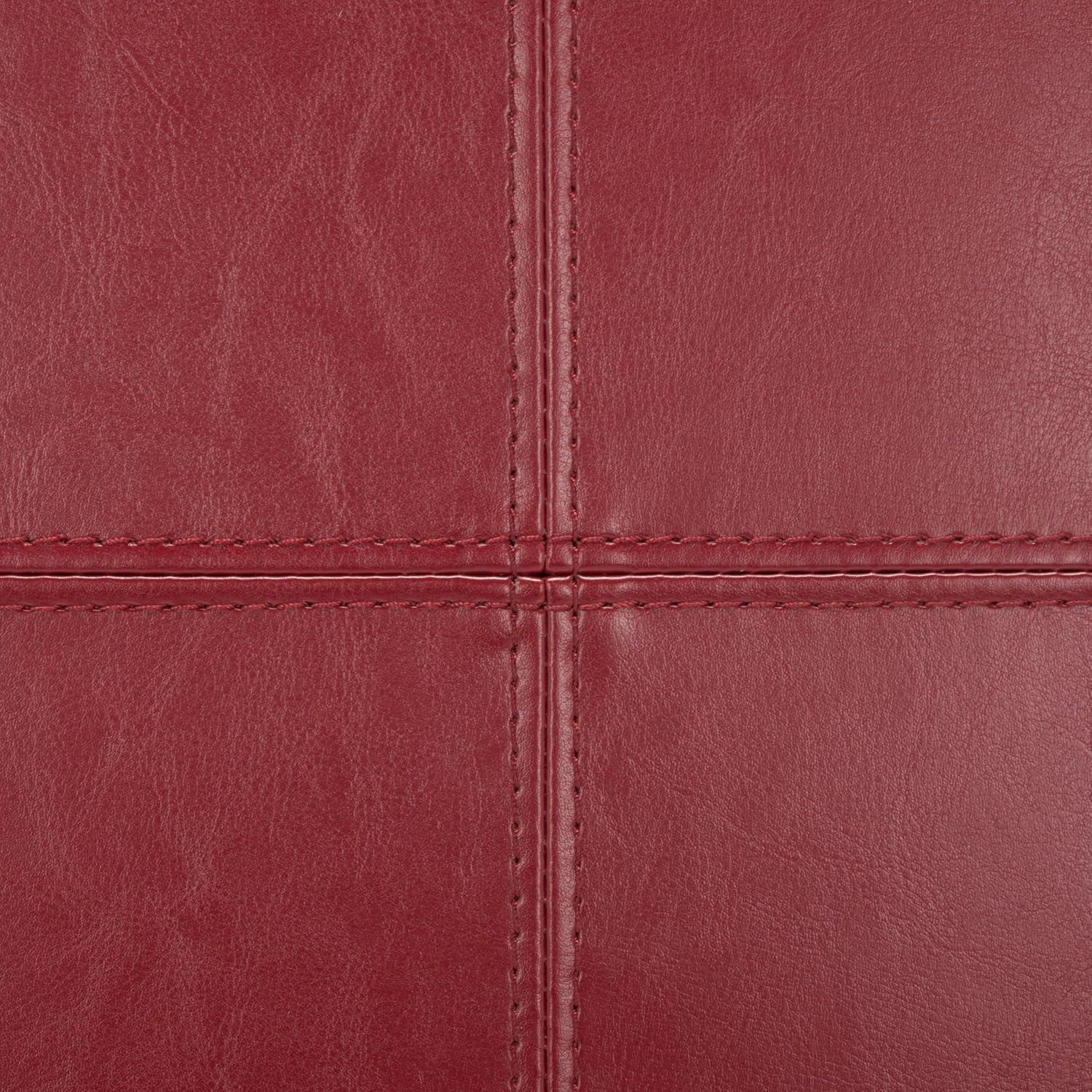 image:imageSafavieh Hudson Collection Williamsburg Brown Leather Square Storage OttomanRed