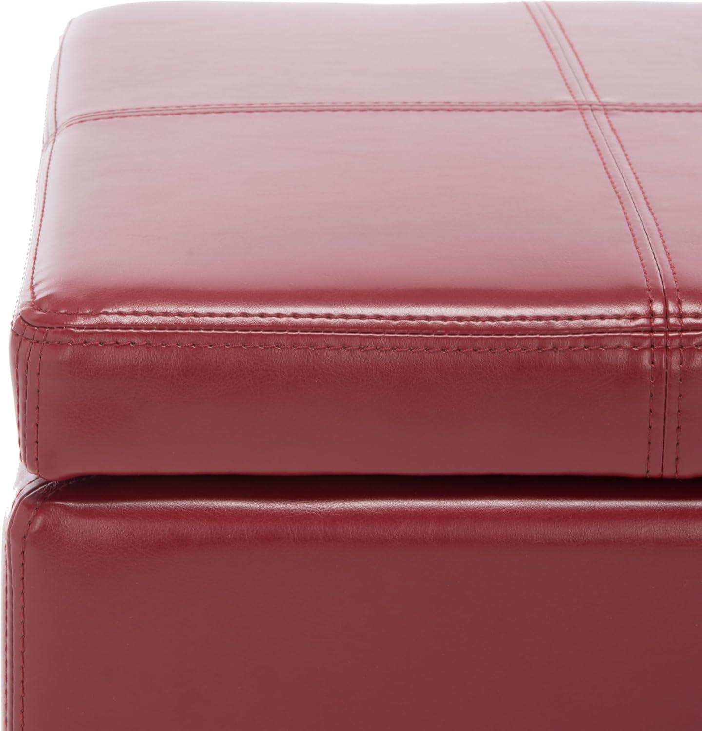 image:imageSafavieh Hudson Collection Williamsburg Brown Leather Square Storage OttomanRed