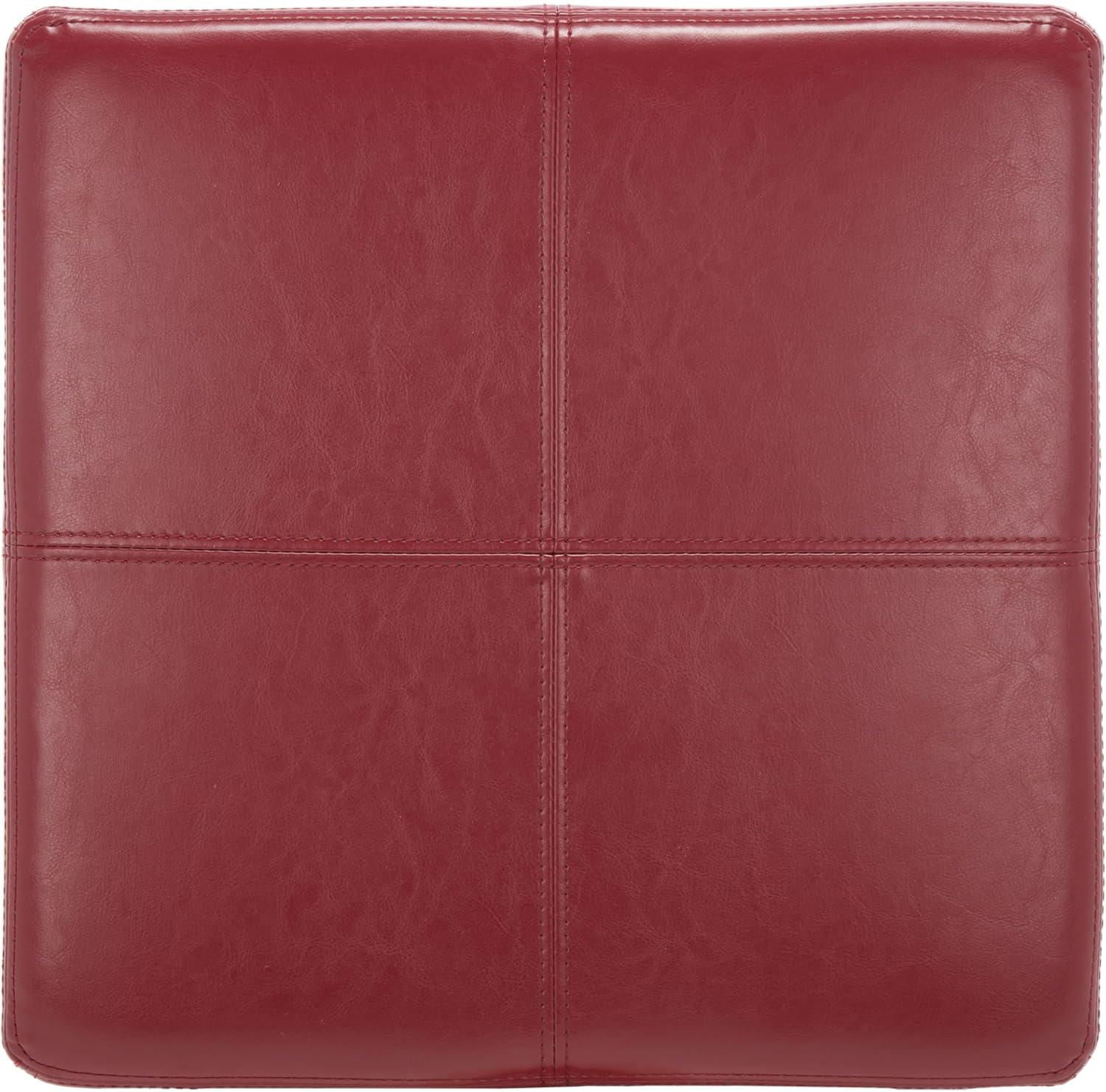 image:imageSafavieh Hudson Collection Williamsburg Brown Leather Square Storage OttomanRed