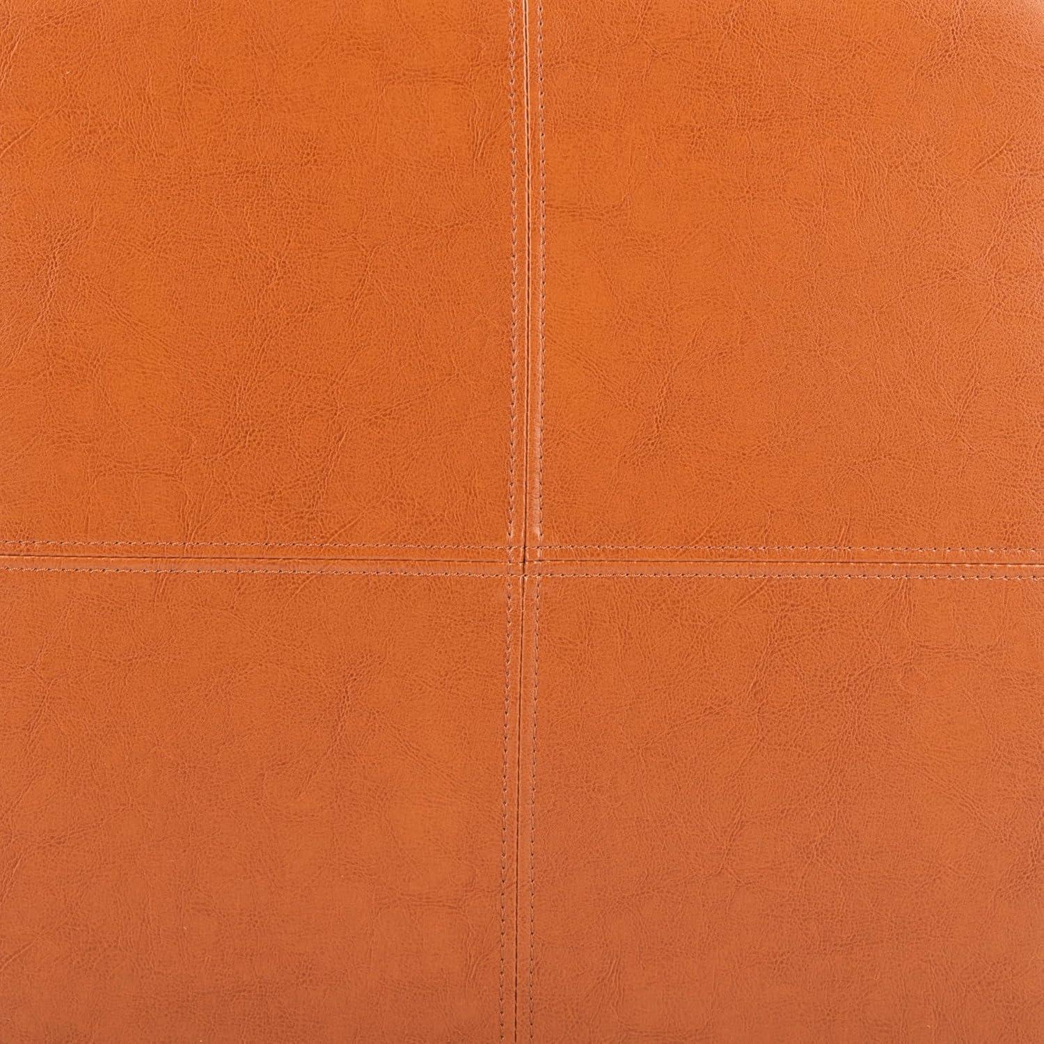 image:imageSafavieh Hudson Collection Williamsburg Brown Leather Square Storage OttomanSaddle