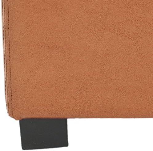 image:imageSafavieh Hudson Collection Williamsburg Brown Leather Square Storage OttomanSaddle