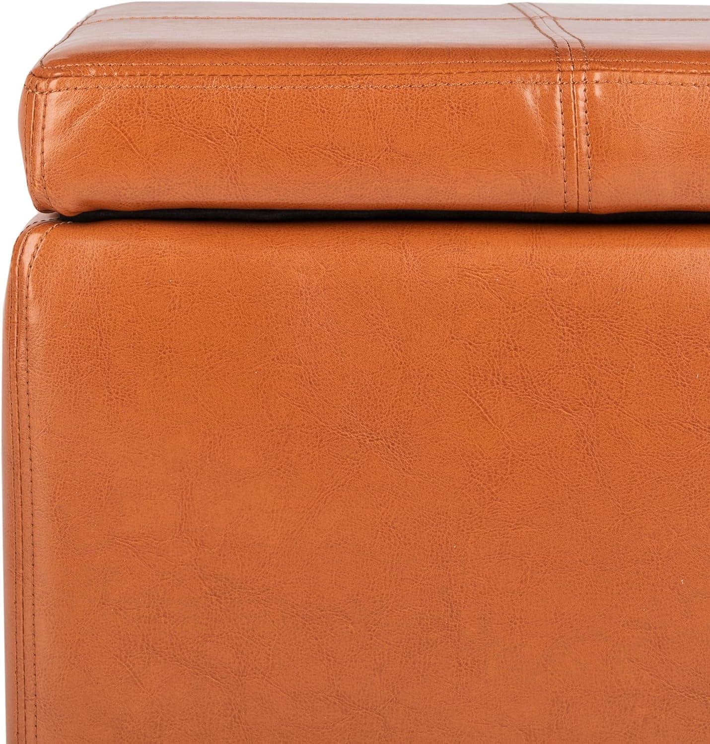 image:imageSafavieh Hudson Collection Williamsburg Brown Leather Square Storage OttomanSaddle
