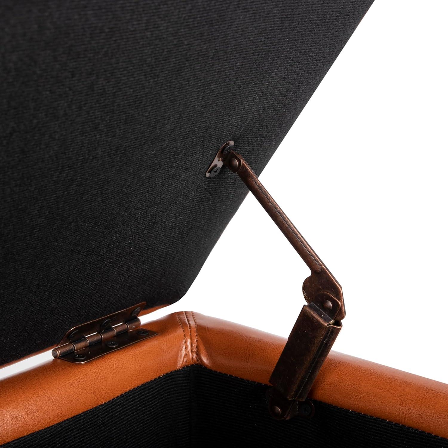 image:imageSafavieh Hudson Collection Williamsburg Brown Leather Square Storage OttomanSaddle