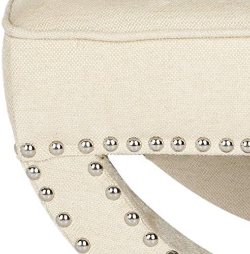 image:imageSafavieh MCR4645 Mystic Upholstered Ottoman Color CreamCream
