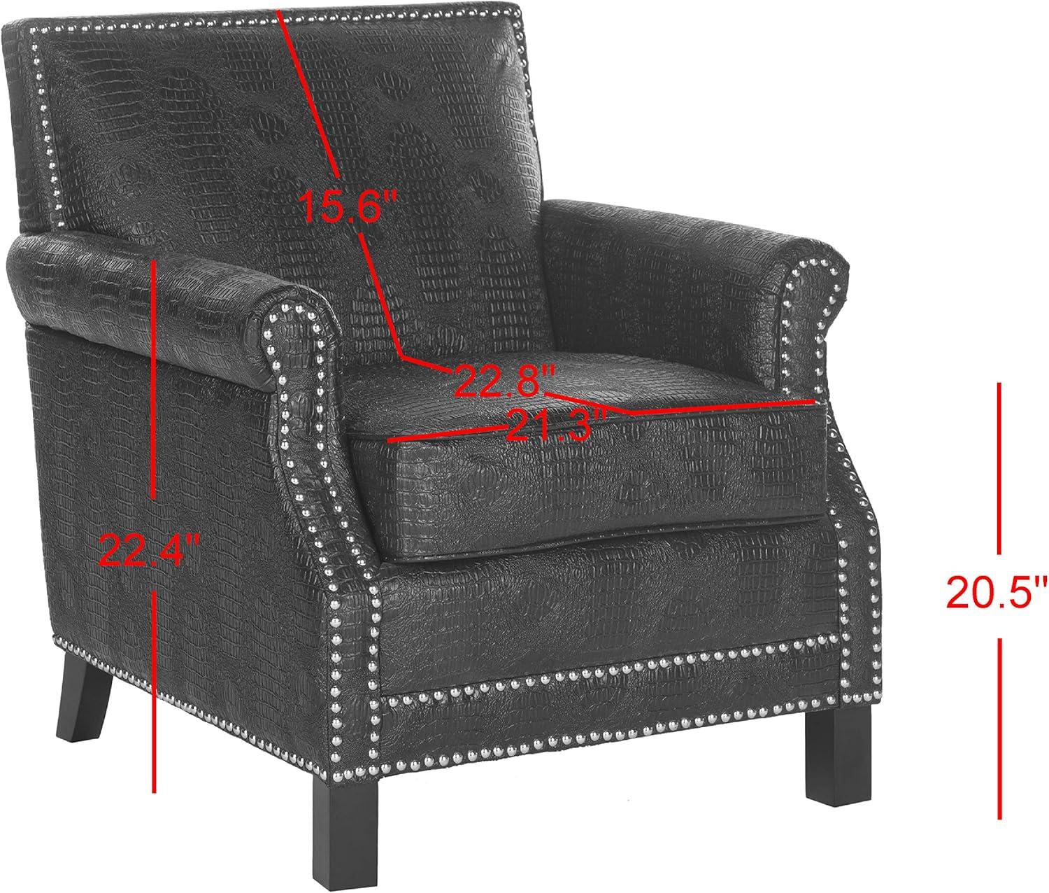 image:imageSafavieh Mercer Collection Charles Beige Linen Club ChairBlack Crocodile