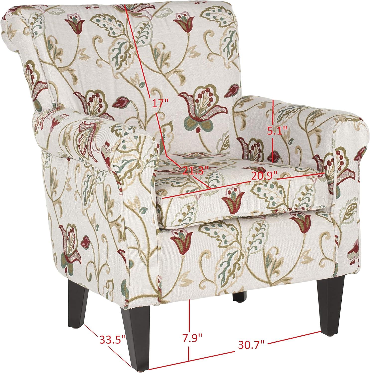 image:imageSafavieh Mercer Collection Margaret Ivory Floral Cotton Club ChairRed White