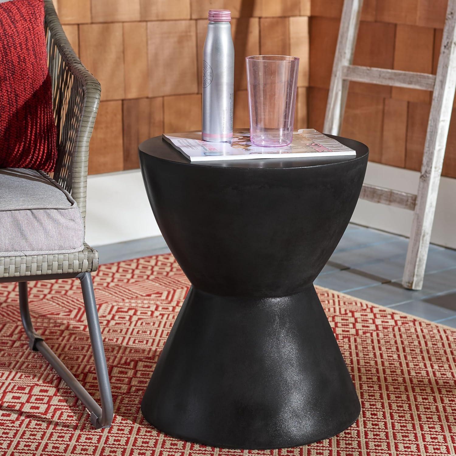 image:imageSafavieh Outdoor Collection Athena Modern Concrete Dark Grey Round 177inch Accent TableBlack