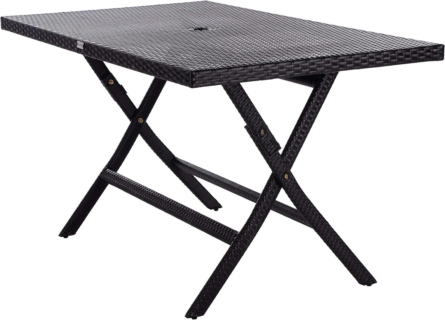 image:imageSafavieh PAT7503A Outdoor Collection Akita Black Rectangle Folding TableBlack