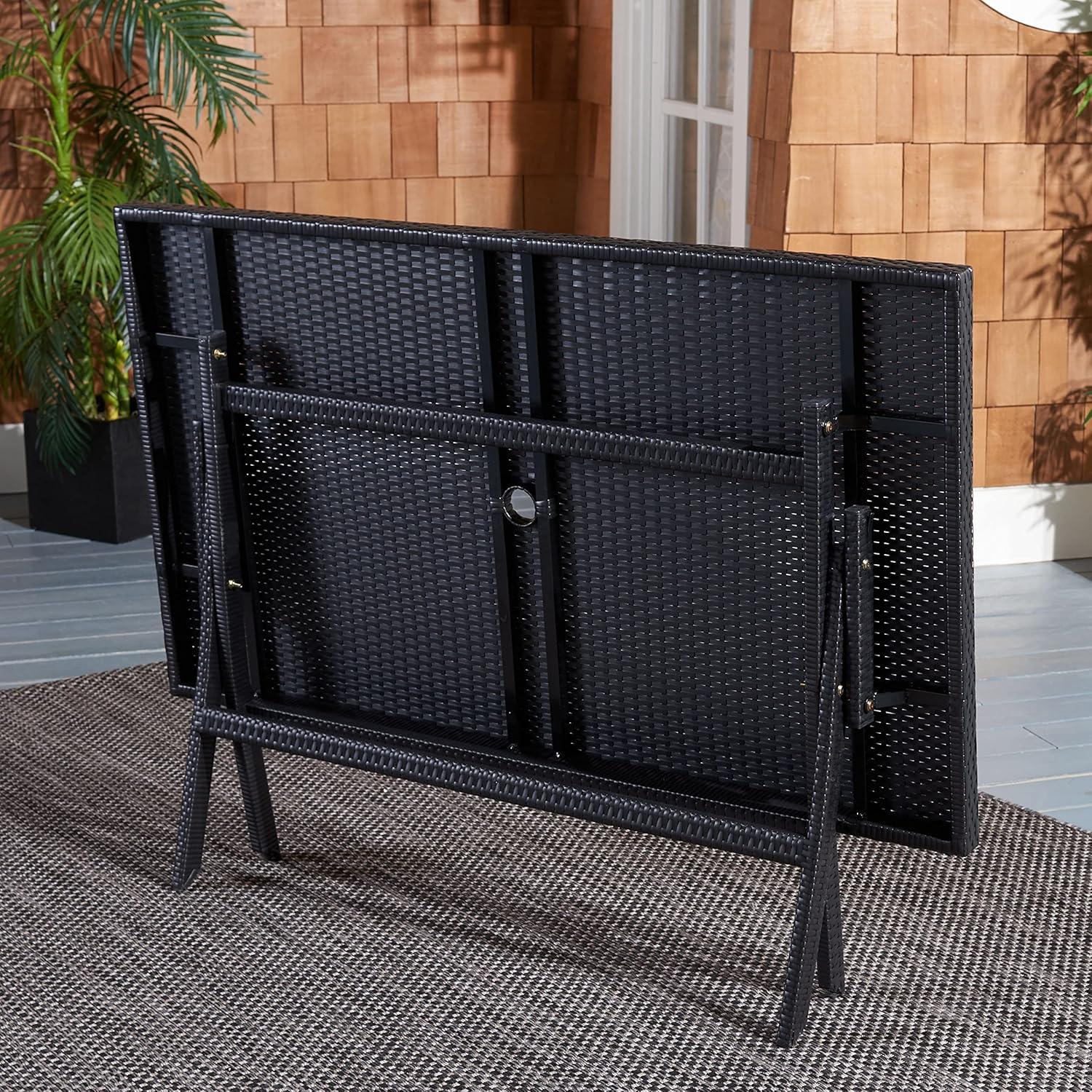 image:imageSafavieh PAT7503A Outdoor Collection Akita Black Rectangle Folding TableBlack