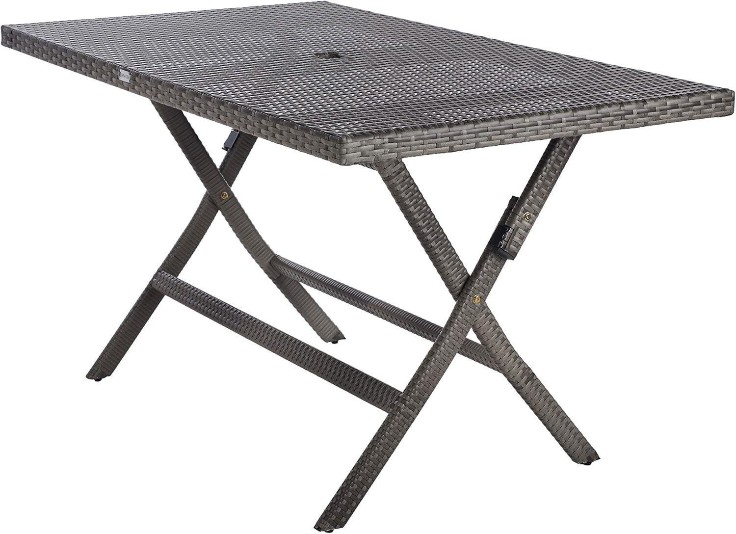 image:imageSafavieh PAT7503A Outdoor Collection Akita Black Rectangle Folding TableGrey