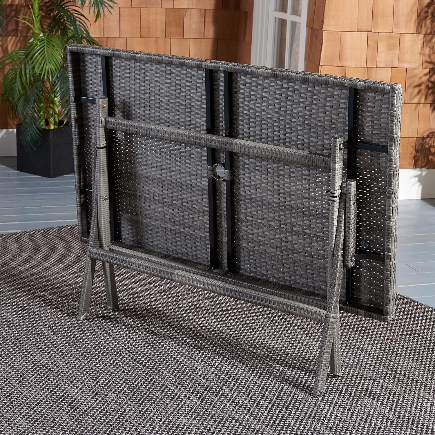 image:imageSafavieh PAT7503A Outdoor Collection Akita Black Rectangle Folding TableGrey
