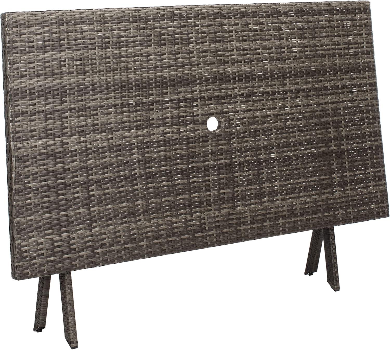 image:imageSafavieh PAT7503A Outdoor Collection Akita Black Rectangle Folding TableGrey Brown White