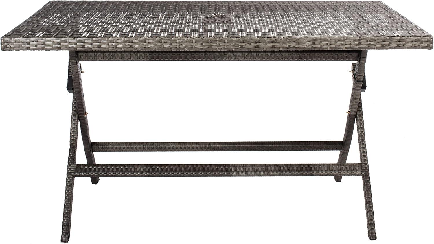 image:imageSafavieh PAT7503A Outdoor Collection Akita Black Rectangle Folding TableGrey Brown White