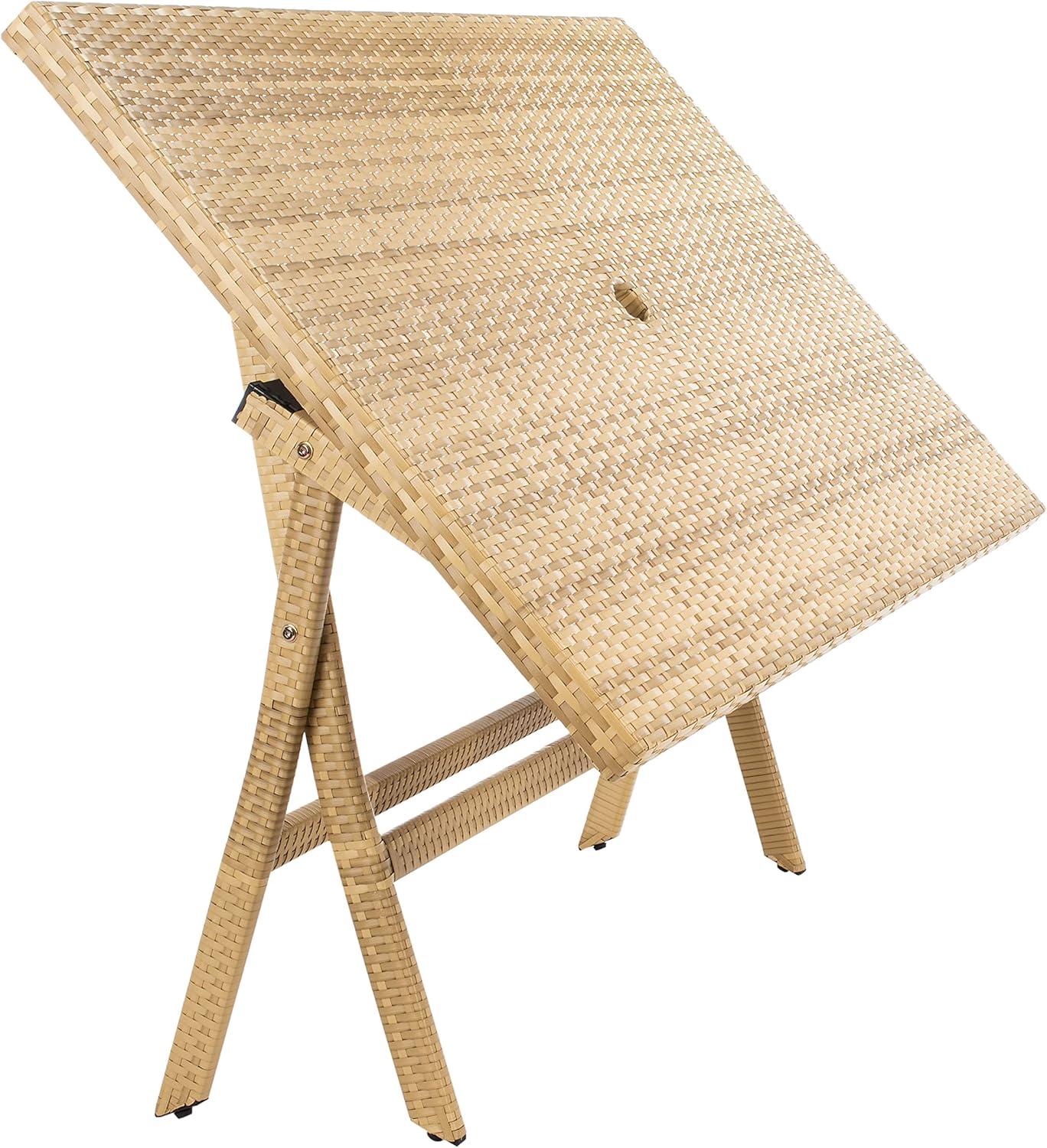 image:imageSafavieh PAT7503A Outdoor Collection Akita Black Rectangle Folding TableNatural White