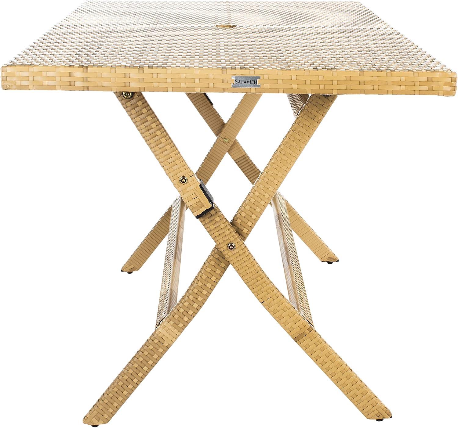 image:imageSafavieh PAT7503A Outdoor Collection Akita Black Rectangle Folding TableNatural White