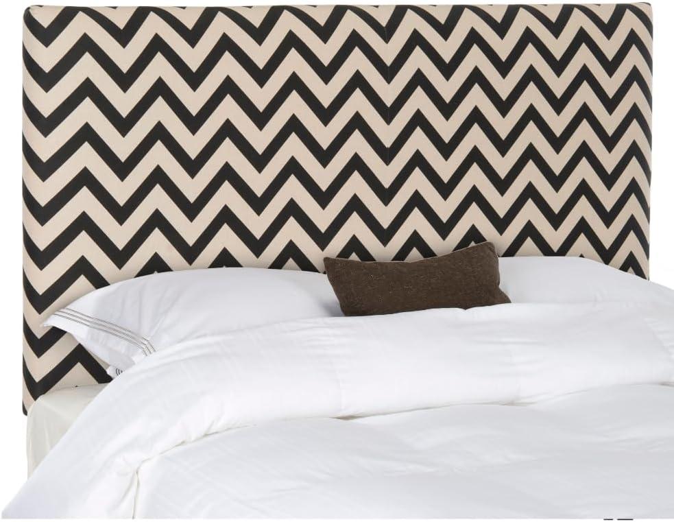 image:imageSafavieh Ziggy Grey White Upholstered Chevron Headboard QueenBlack White
