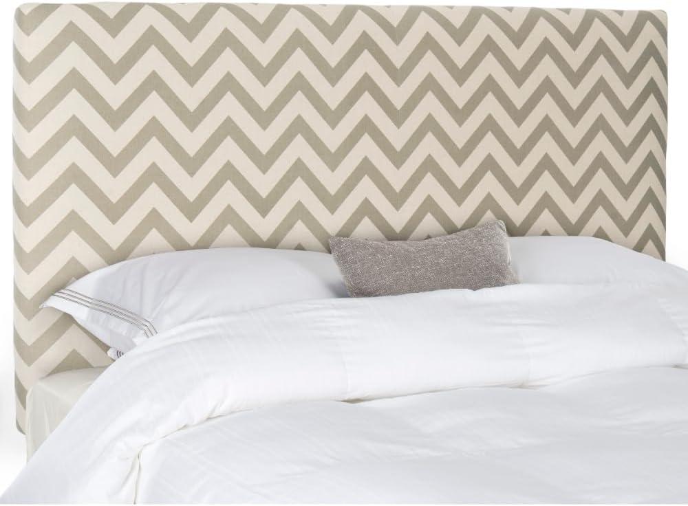 image:imageSafavieh Ziggy Grey White Upholstered Chevron Headboard QueenGrey White