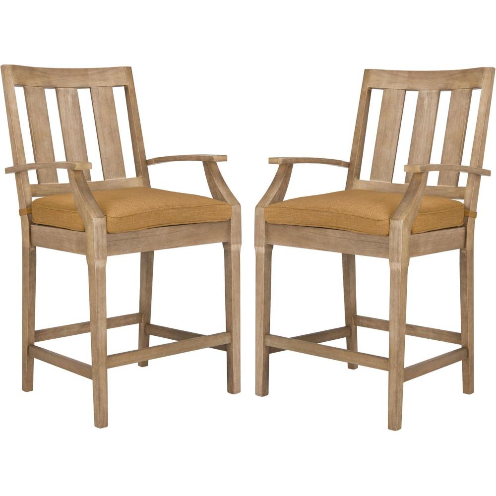 image:imageCouture Patio Collection San Salvador Natural and White 245inch Patio Counter Stools Set of 2NaturalBrown