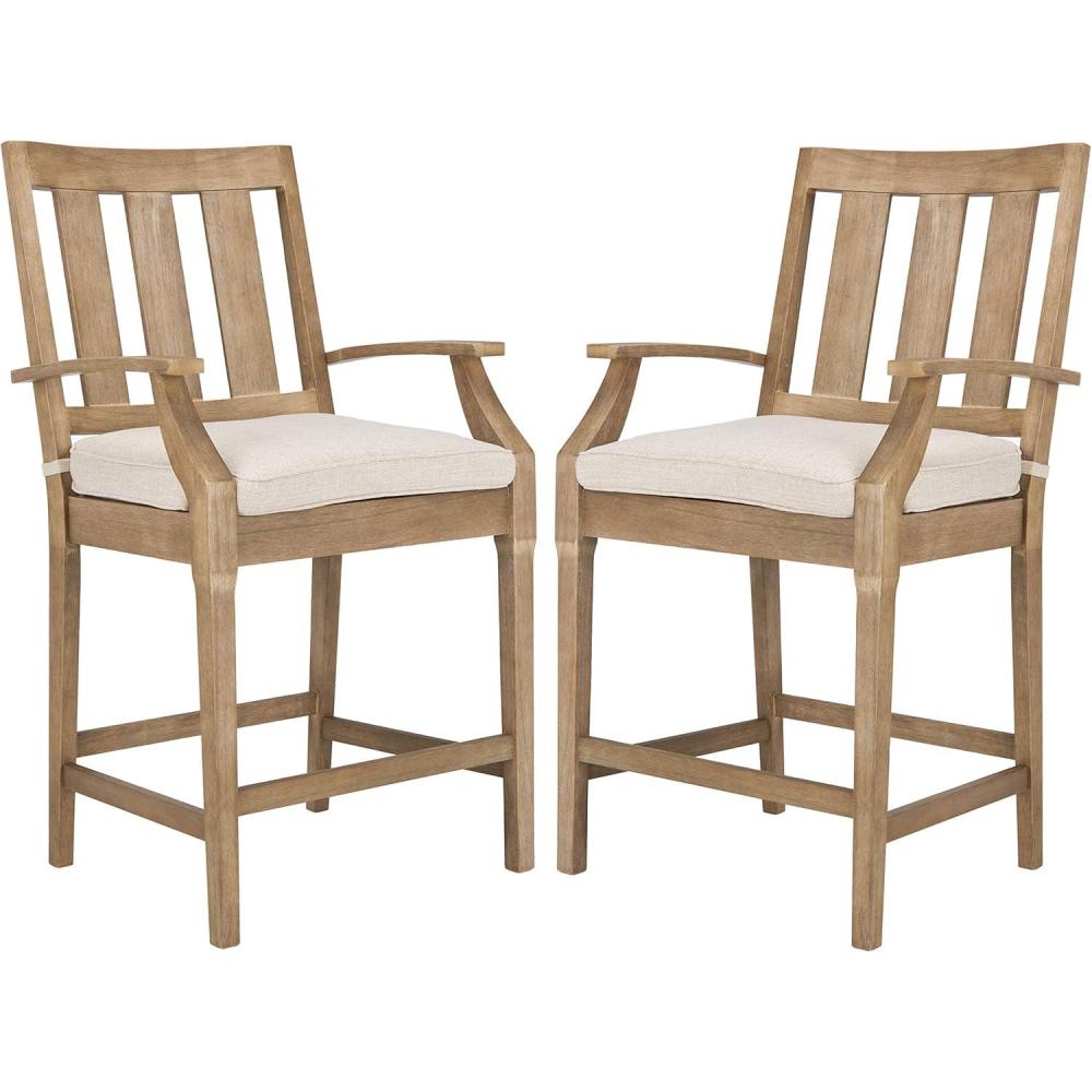 image:imageCouture Patio Collection San Salvador Natural and White 245inch Patio Counter Stools Set of 2NaturalWhite