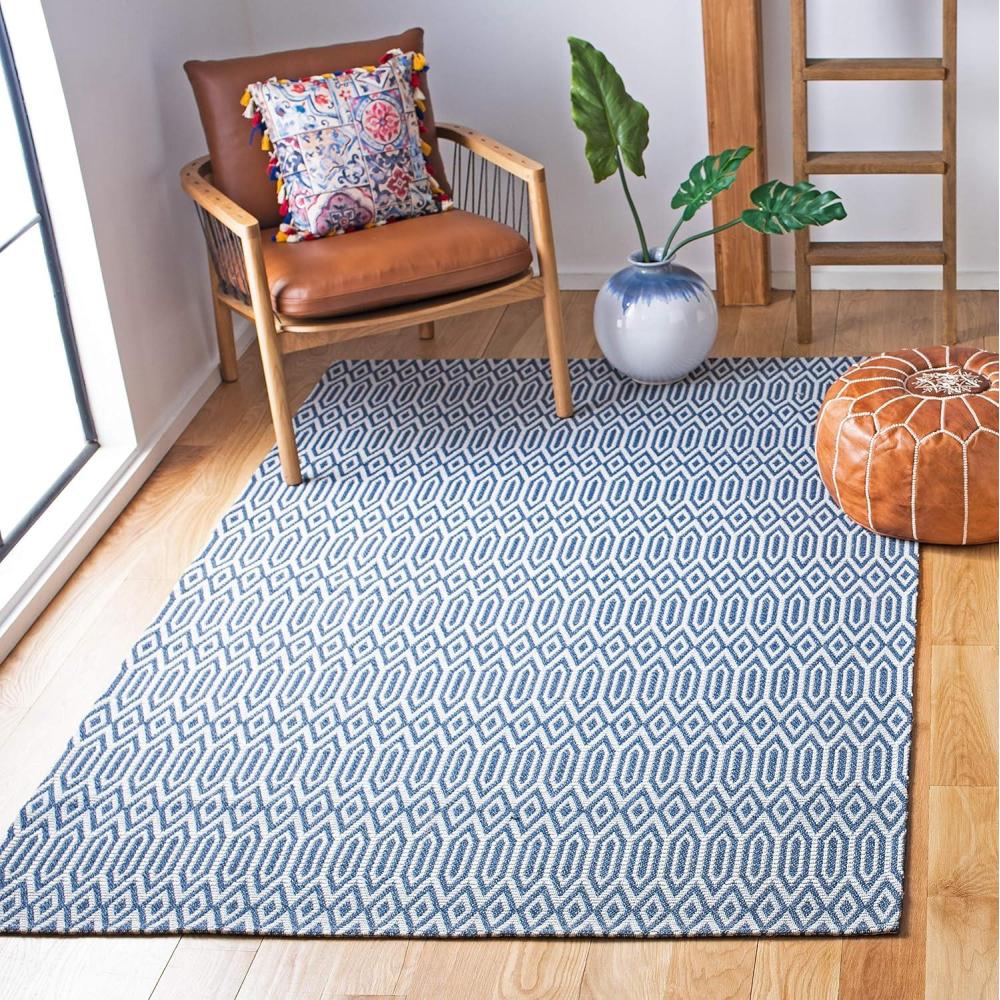 image:imageMartha Stewart x SAFAVIEH Area Rug Collection 4 x 6 Blue amp Grey Flat Weave Cotton Ideal for Living Room Foyer Bedroom Accent Space MSR405M
