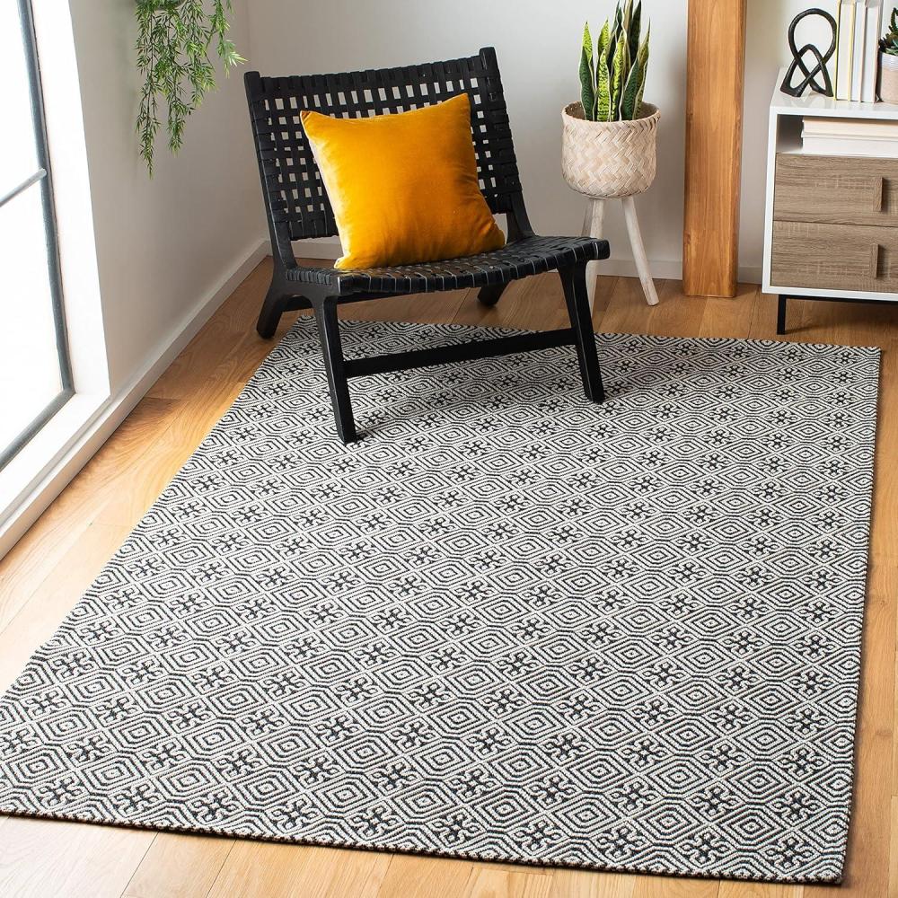 image:imageMartha Stewart x SAFAVIEH Area Rug Collection  4 x 6 Charcoal amp Grey Flat Weave Cotton Ideal for Living Room Foyer Bedroom Accent Space MSR402HCharcoalGrey
