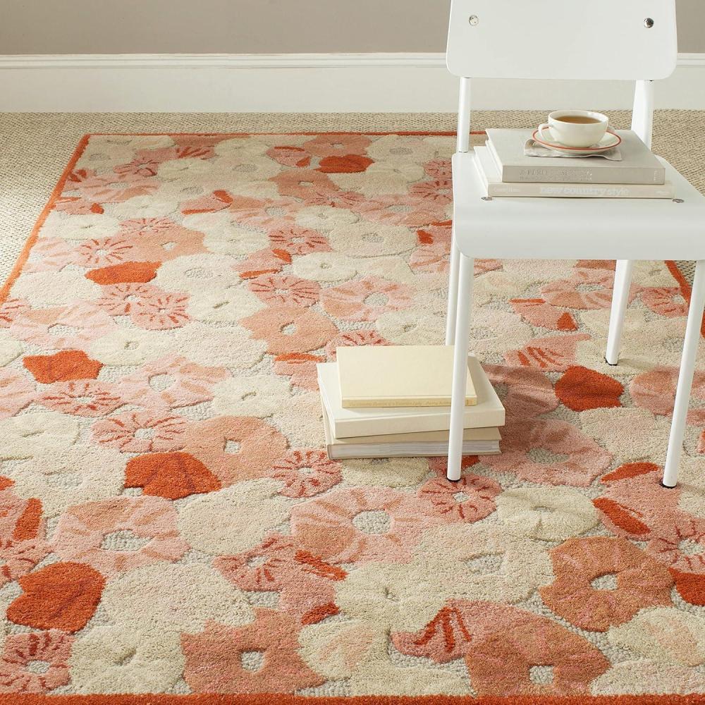 image:imageMartha Stewart x SAFAVIEH Area Rug Collection 6 Round Cornucopia Beige Handmade Wool amp Viscose Ideal for Living Room Bedroom Office Dining Space MSR3625CCayenne Red