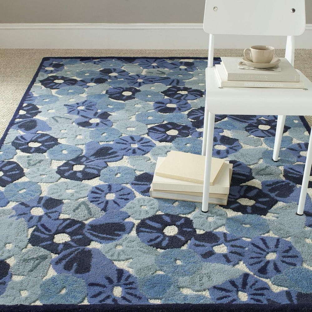 image:imageMartha Stewart x SAFAVIEH Area Rug Collection 6 Round Cornucopia Beige Handmade Wool amp Viscose Ideal for Living Room Bedroom Office Dining Space MSR3625CAzurite Blue