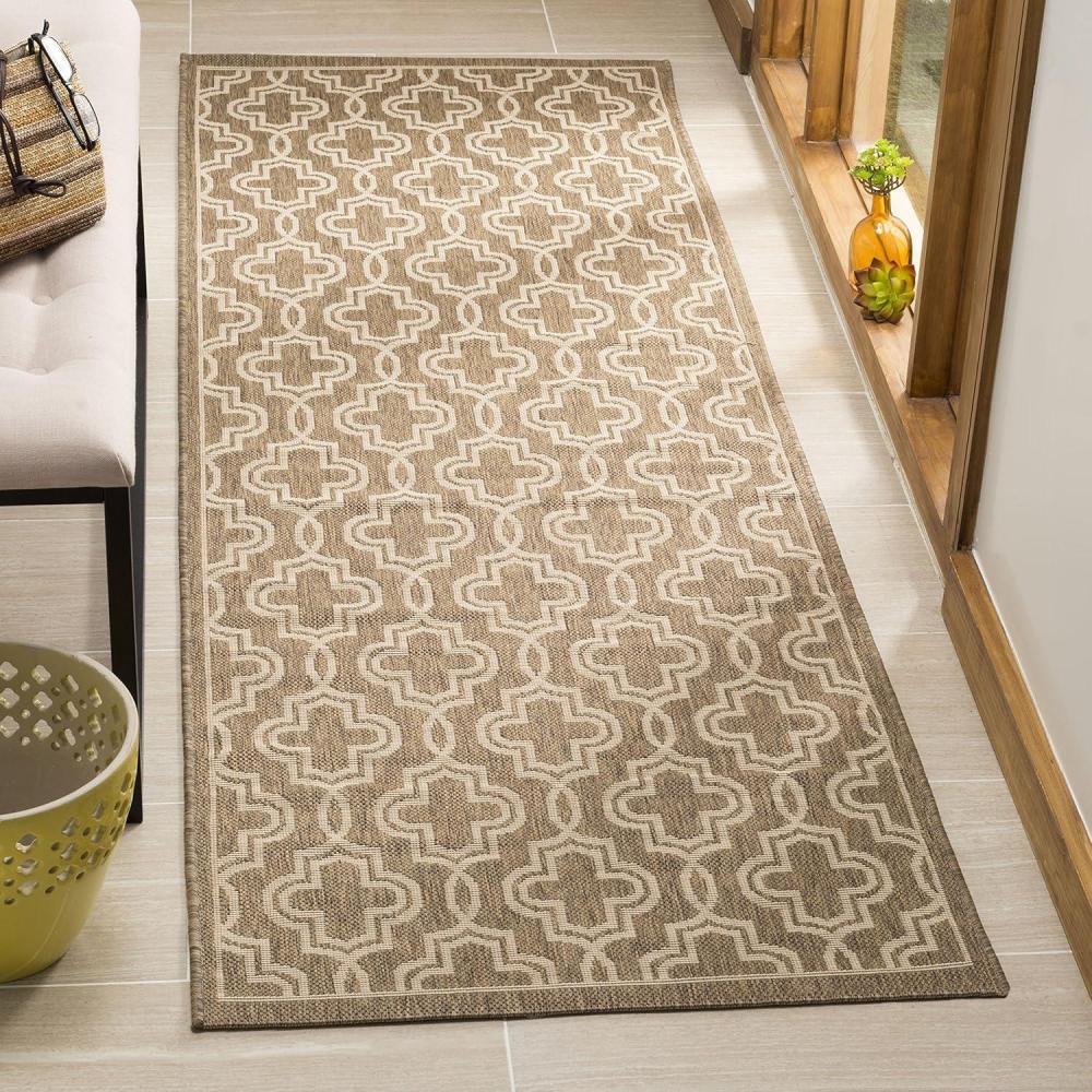 image:imageMartha Stewart x SAFAVIEH Outdoor Area Rug Collection 53 x 77 Blue amp Beige Weather Resistant amp Washable Ideal for Patio Backyard Mudroom Deck Dining Space MSR4274243BrownBeige