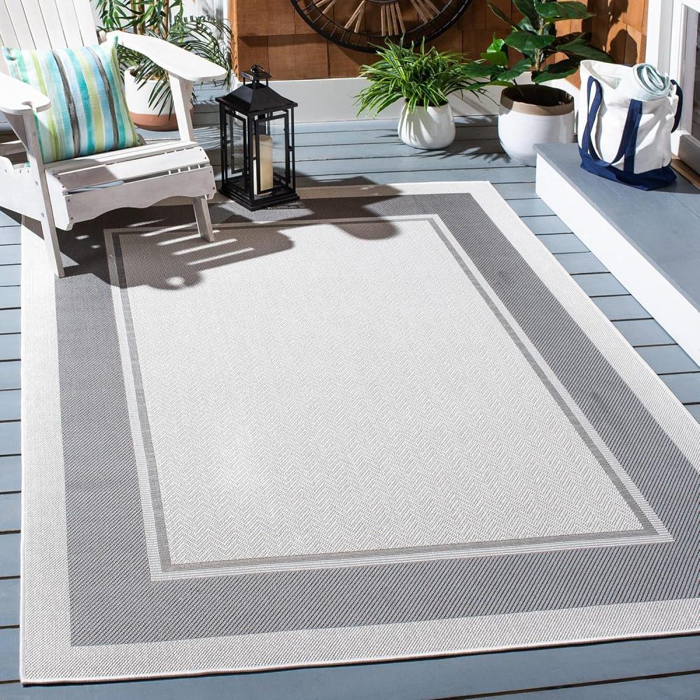 image:imageMartha Stewart x SAFAVIEH Outdoor Area Rug Collection 55 x 77 Ivory amp Beige Weather Resistant amp Washable Ideal for Patio Backyard Mudroom Deck Dining Space MSRO317BIvoryGrey
