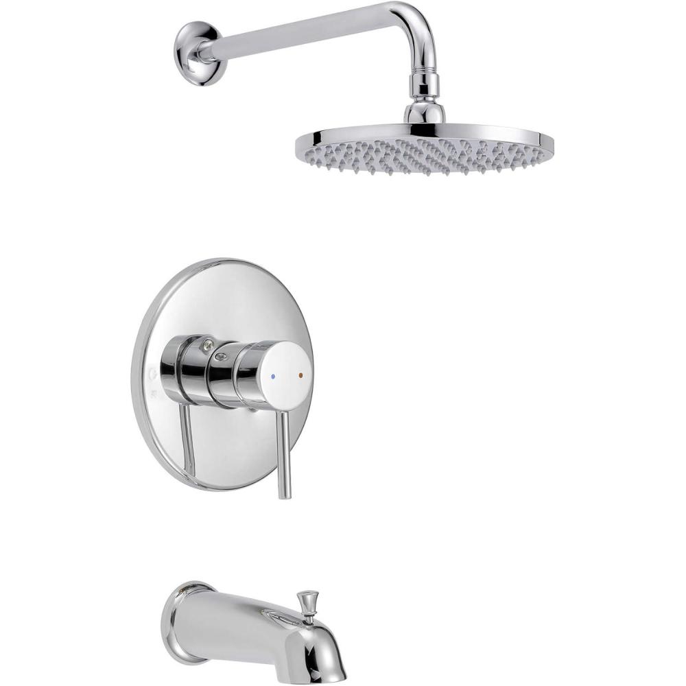image:imageSAFAVIEH BRC3341C Solea Collection Evoke Bathroom Combination Bathtub Faucet and Shower Head Set Chrome