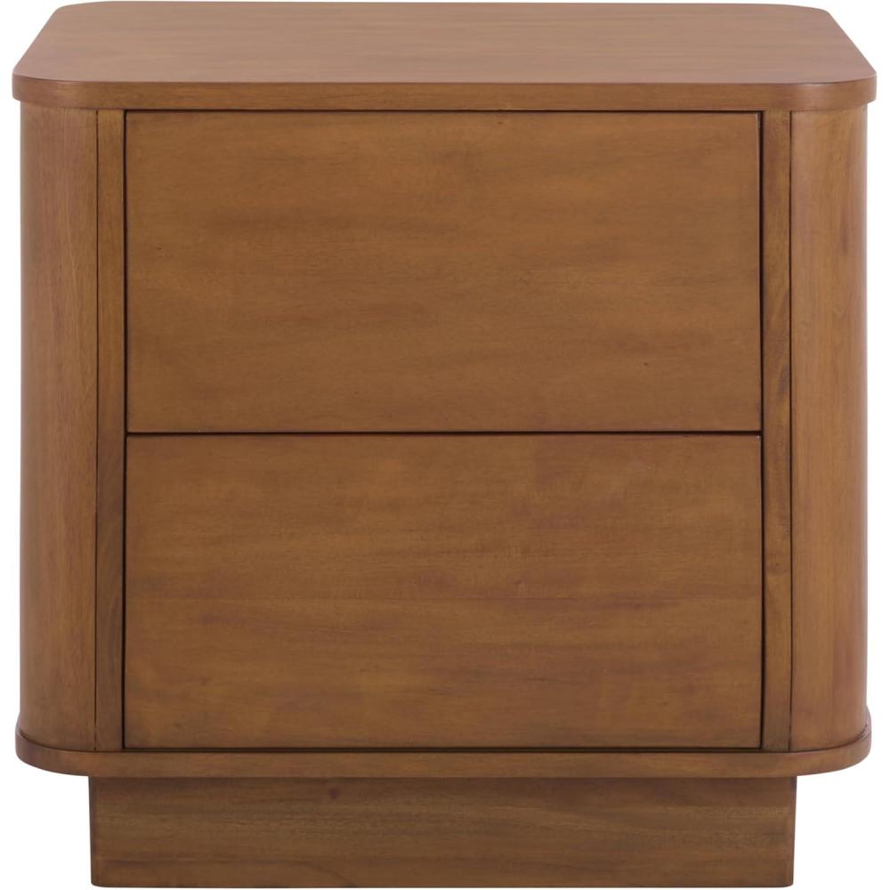 image:imageSAFAVIEH Couture Collection Chrysandra Walnut 2Drawer Wood Nightstand Fully Assembled Bedroom Storage with PushtoOpen Drawers SFV7726AWalnut