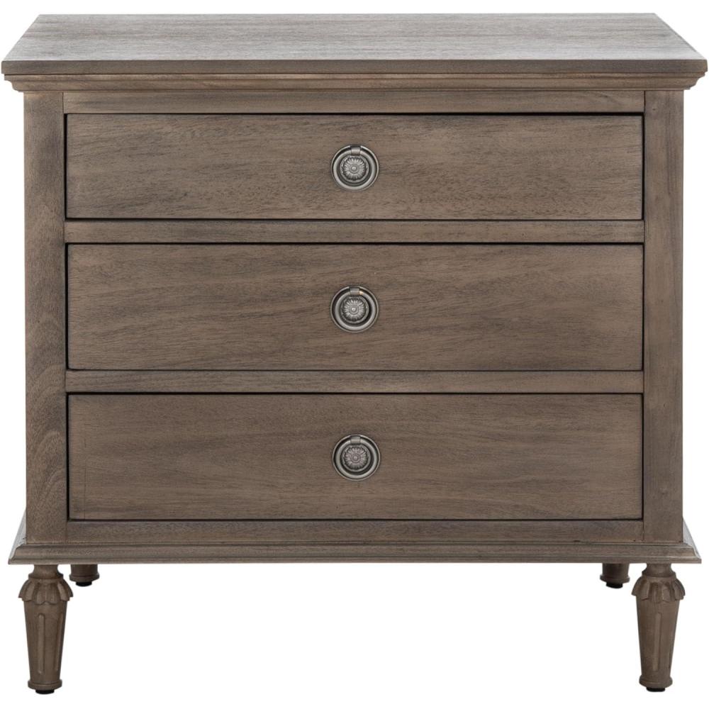 image:imageSAFAVIEH Couture Collection  Lisabet Light Oak 3Drawer Wood Nightstand Fully Assembled Bedroom Storage with Metal Drawer Glides SFV7705DLight Brown