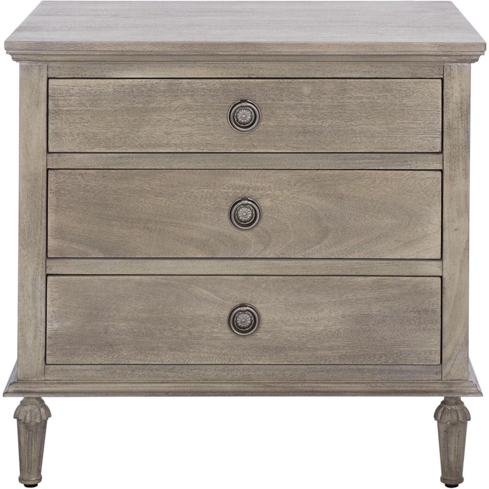 image:imageSAFAVIEH Couture Collection  Lisabet Light Oak 3Drawer Wood Nightstand Fully Assembled Bedroom Storage with Metal Drawer Glides SFV7705DLight Grey