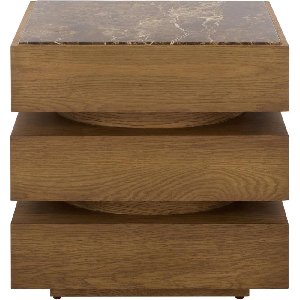 image:imageSAFAVIEH Couture Collection Shayrina Walnut amp Dark Brown Marble Accent Table Sculptural Wood Base Side Table SFV9765BWalnutDark Brown